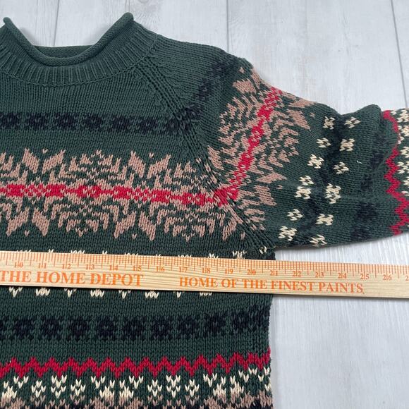 Vintage Eddie Bauer Sweater Women Large Red Nordic Fair Isle Roll Neck Holiday - Picture 14 of 15